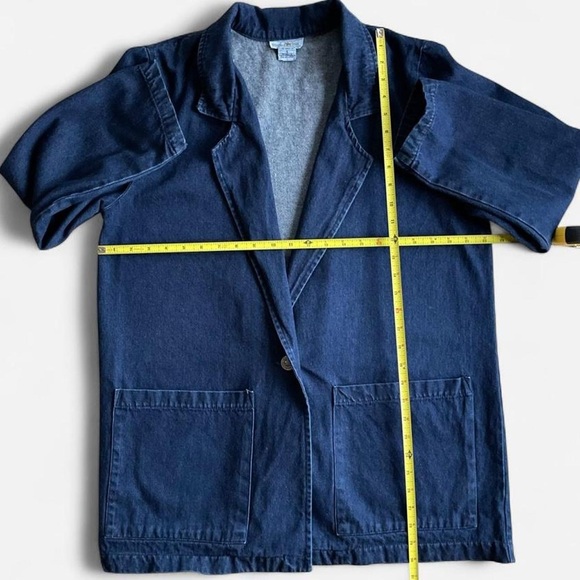 Vintage Hunters Run Dark Wash Denim Oversized Blazer Jean Jacket - Picture 3 of 5